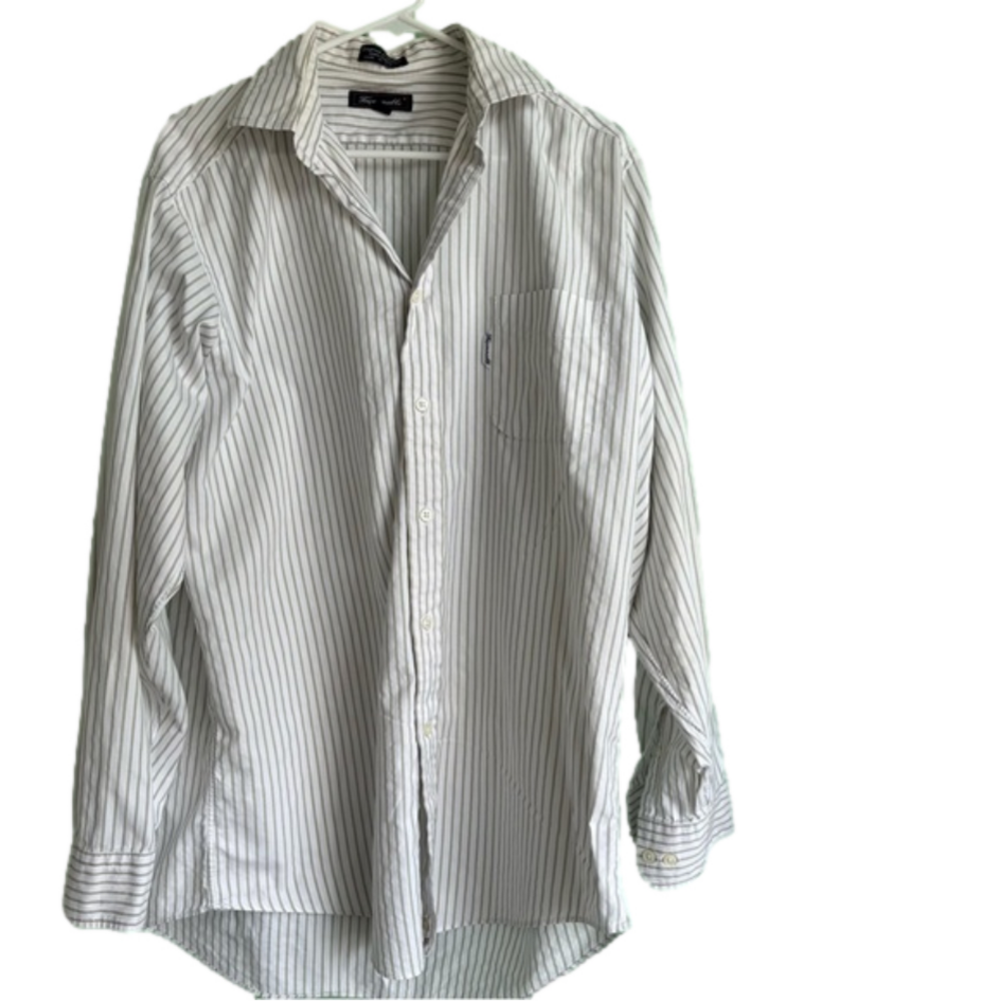 Tommy Bahama -Faconnable brown White Striped Men's Long Sleeve button down shirt